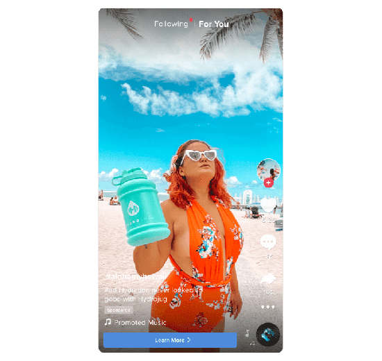 Gif of a TikTok Spark Ad Screenshot highlighting the Sponsored Tag and Download Button