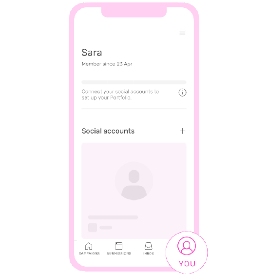 GIF of process to connect a social account on the TRIBE app