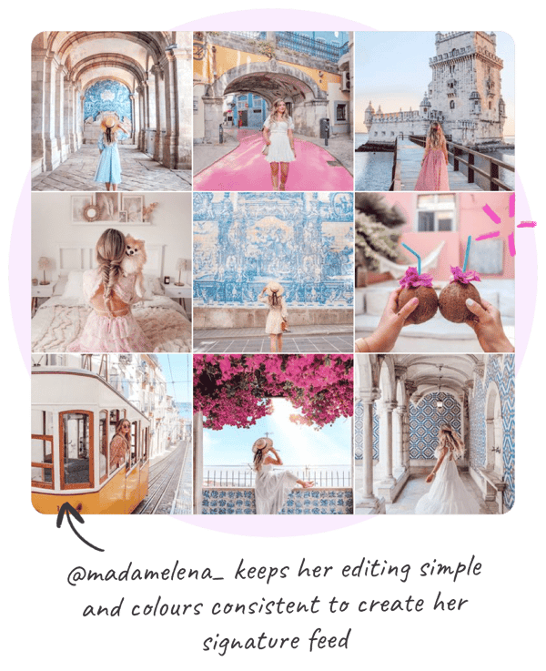 @madamelena_ keeps her editing simple and colours consistent to create her signature feed