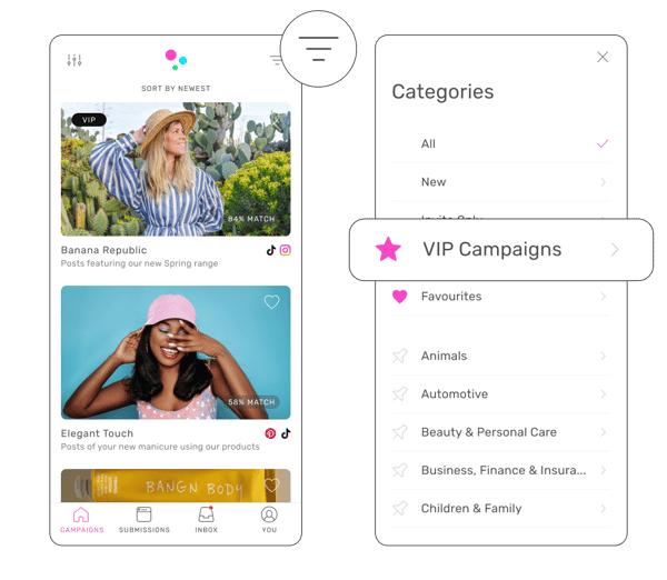 TRIBE App category filter
